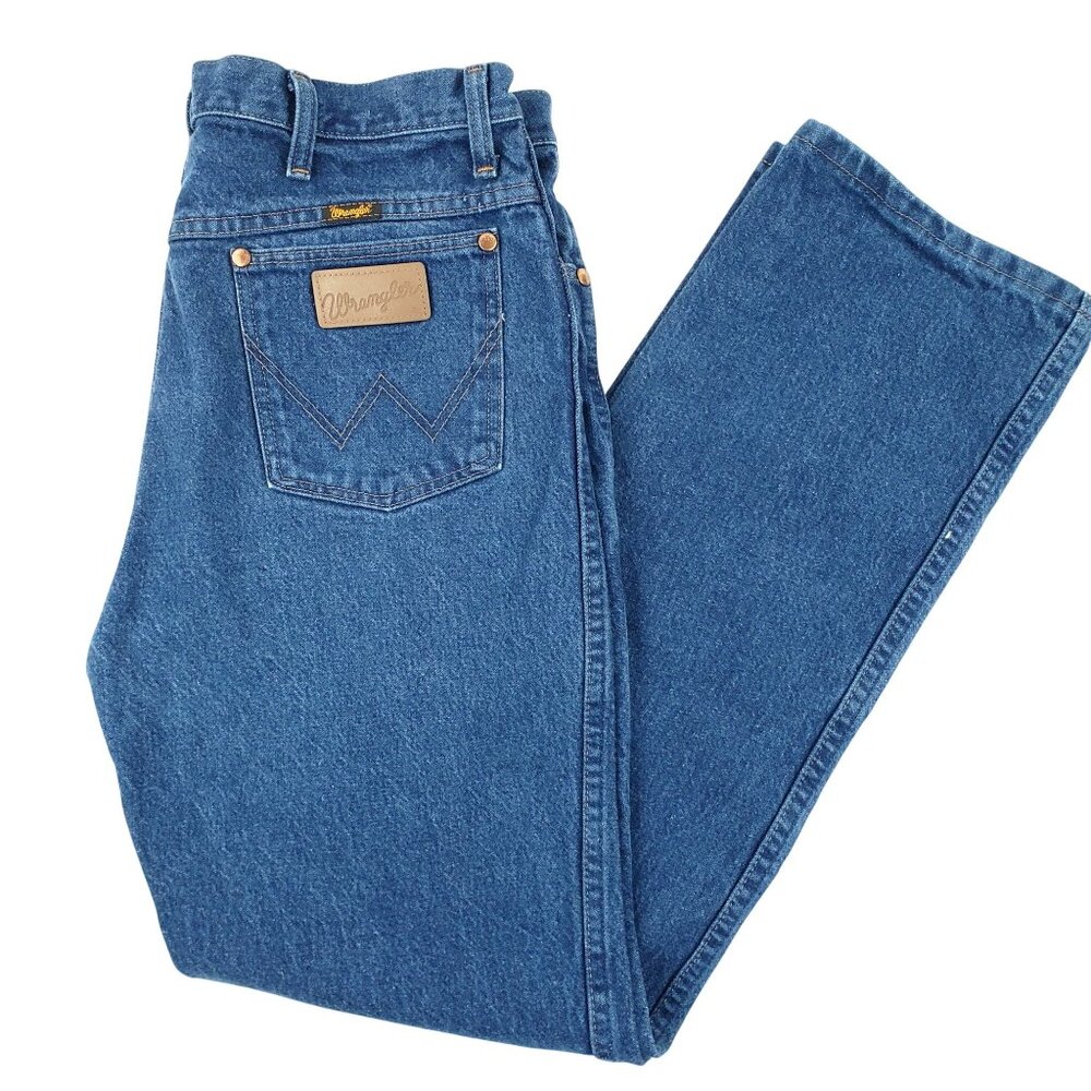 Wrangler Jeans Men's 34x30 Blue Denim Boot Cut Cowboy Western Ranch Work 936PWD